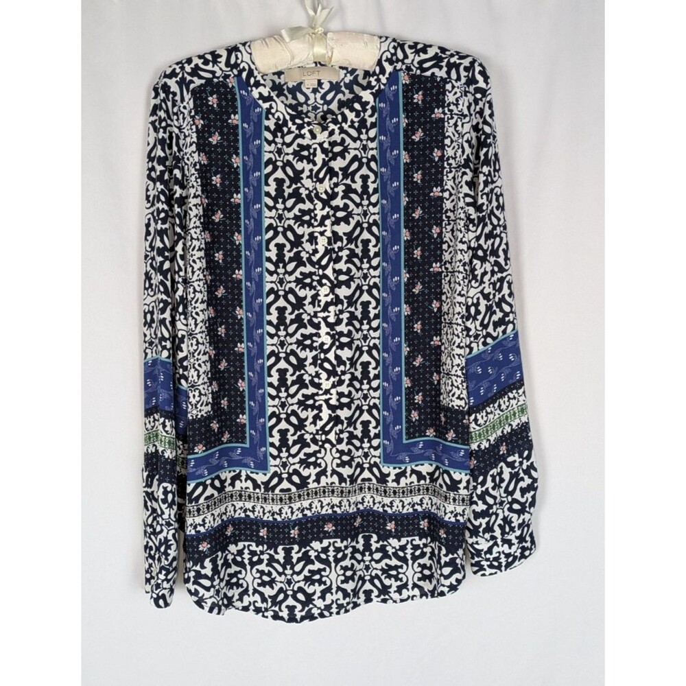 Loft Blouse M Women's Mosaic Medallion Mixed Print Tunic Bohemian Peasant
